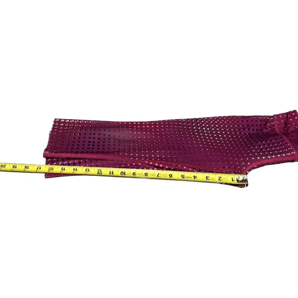 Reebok Capri Leggings Hot Pink Iridescent Polka Dots Girls Sz Large